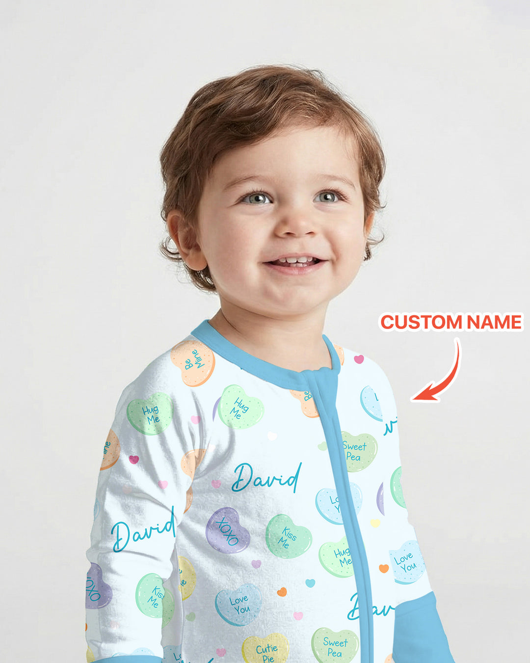 Custom Name Colorful Candy Hearts Family Matching Convertible Zippy