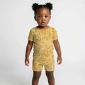 Handdrawn African Animals Bamboo Two Piece Short Sleeve Shorts Pajama Set