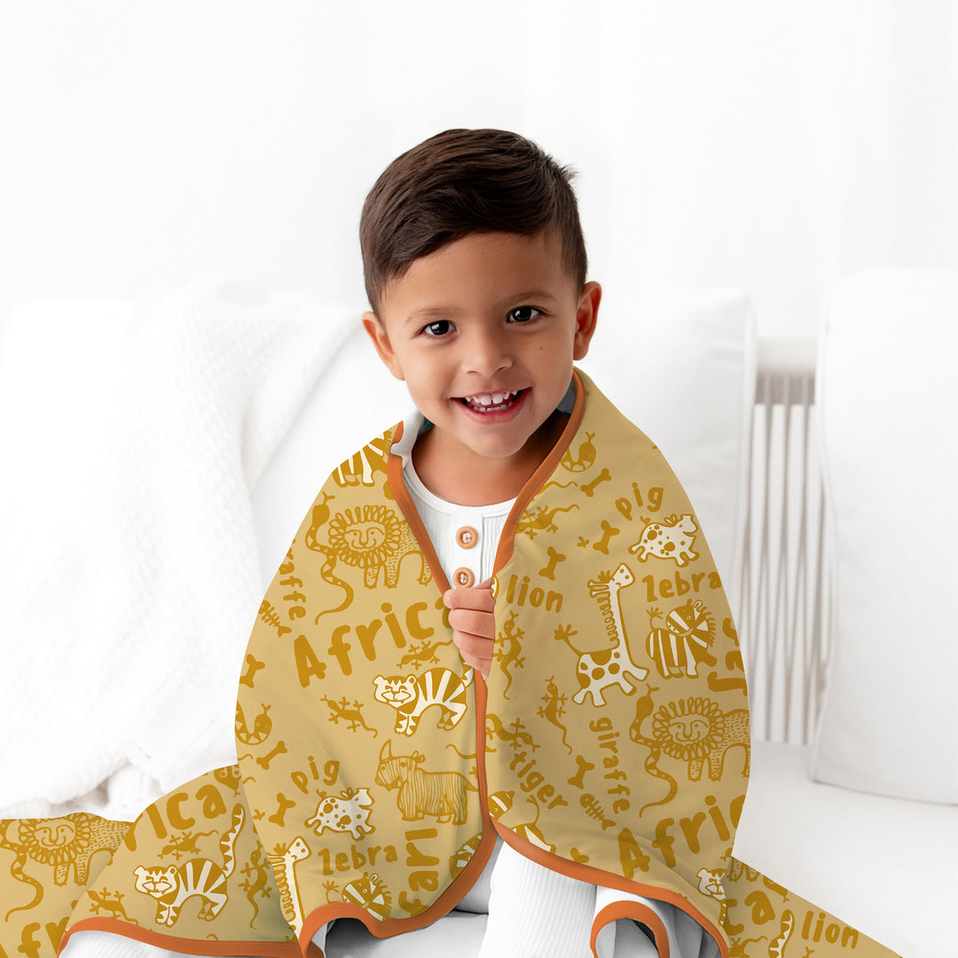 Handdrawn African Animals Toddler Blanket