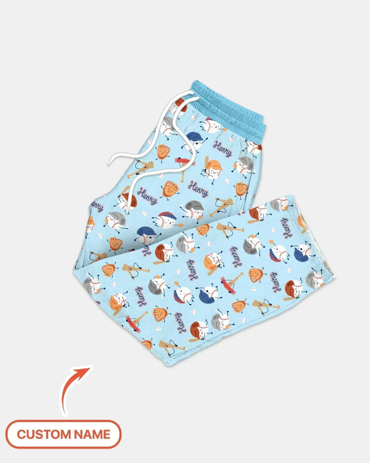 Custom Name Ballparl Family Matching Bamboo Men's Pajama Set