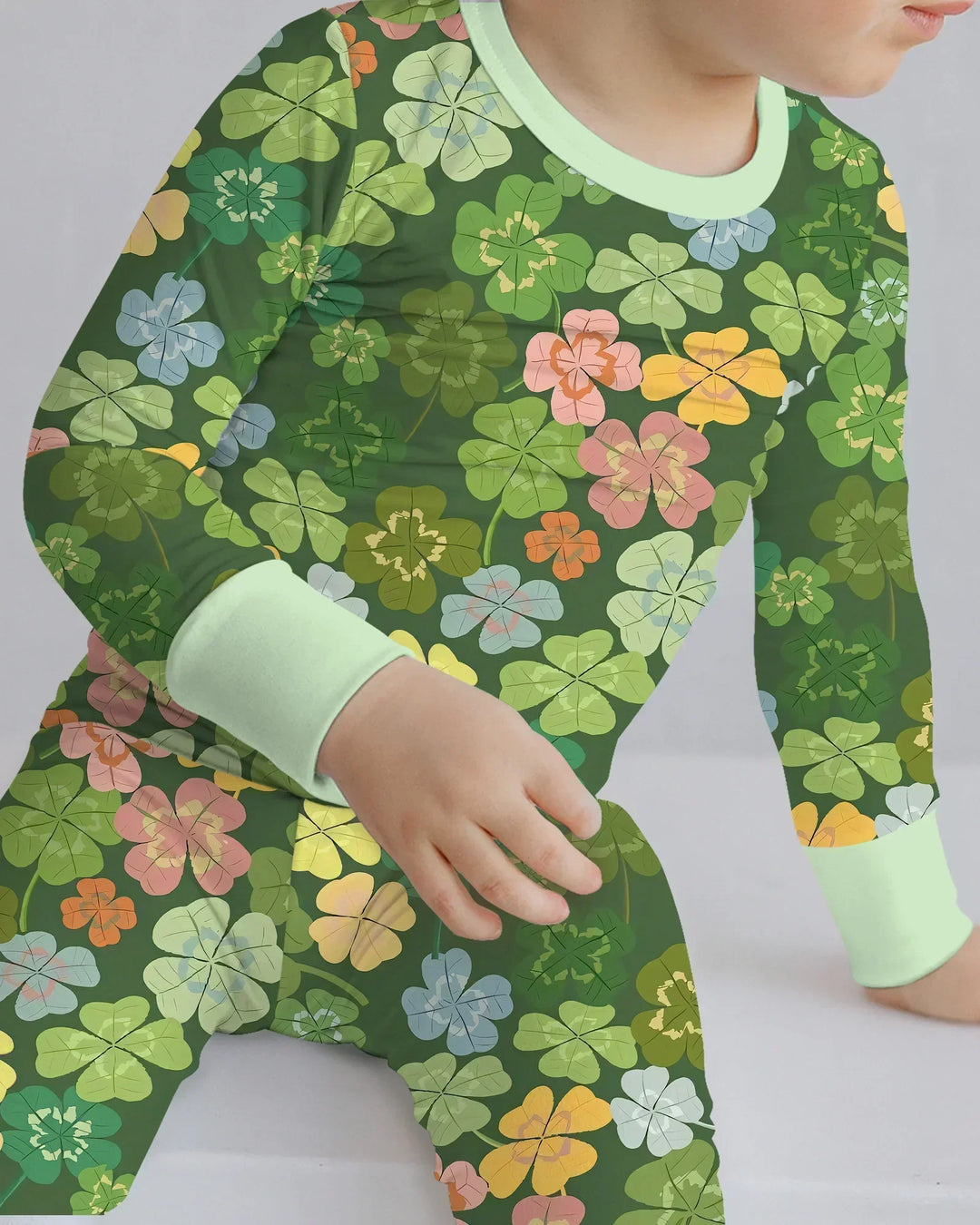 Lucky 4 Leaf Clover Two Piece Long Sleeve Pajama Set