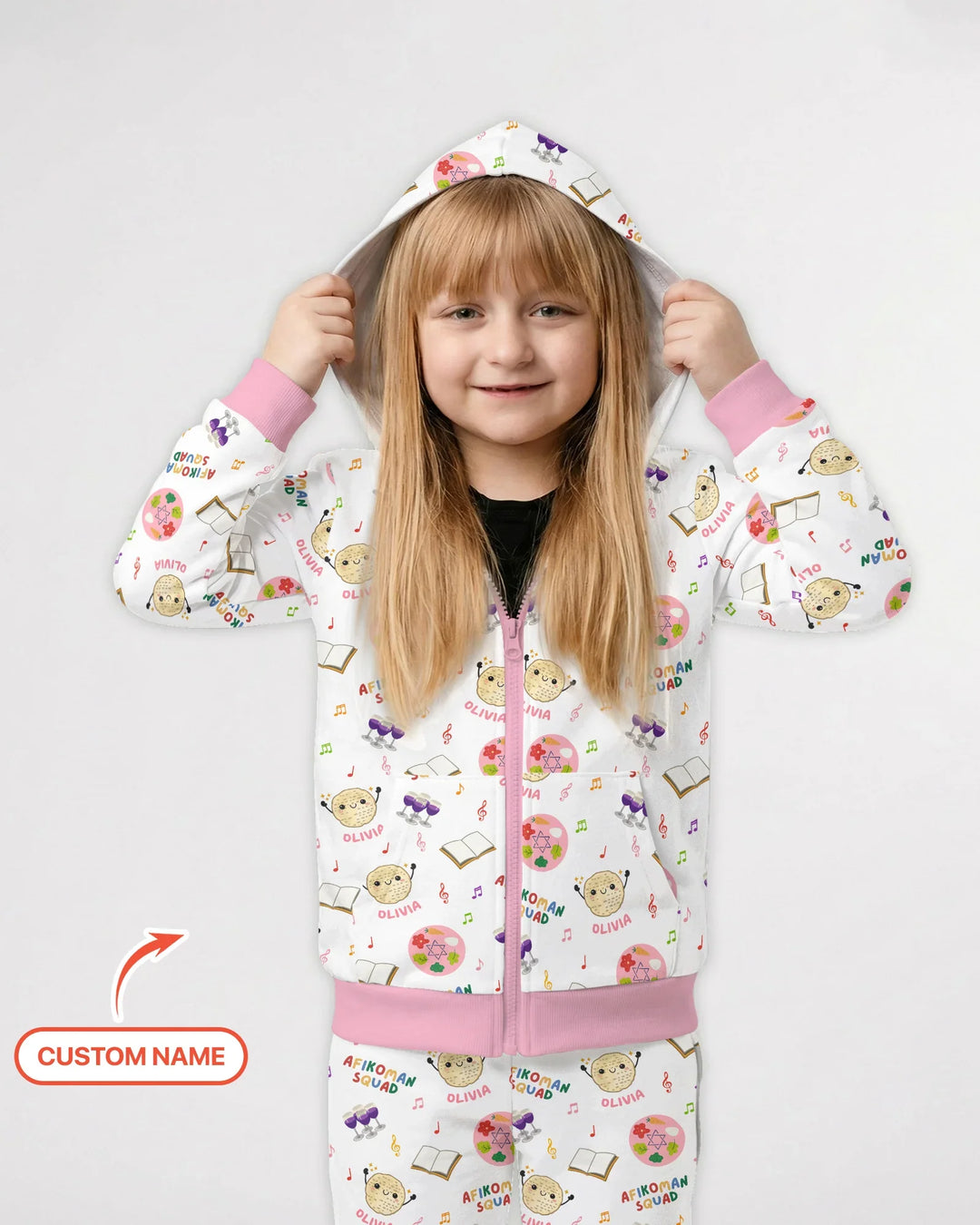 Custom Name Passover Afikoman Squad Zip Hoodie