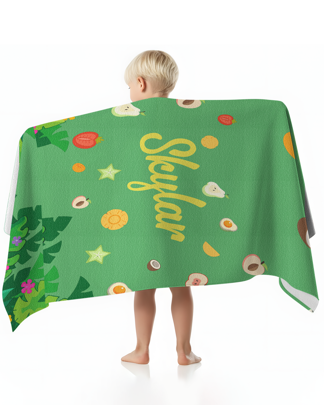 Personalised Fruits Palm Tree Marine Animals Bamboo Beach Towel