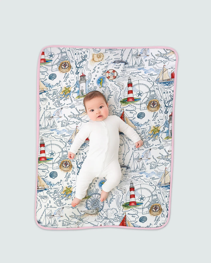 Seaside Adventure Map Bamboo Blanket
