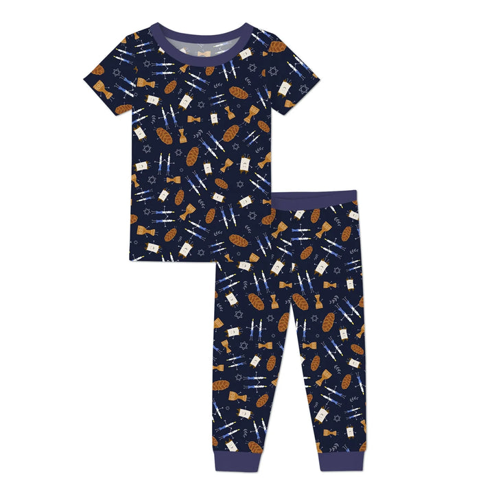 Shabbat Shalom Family Matching Two Piece Short Sleeve Pajama Set