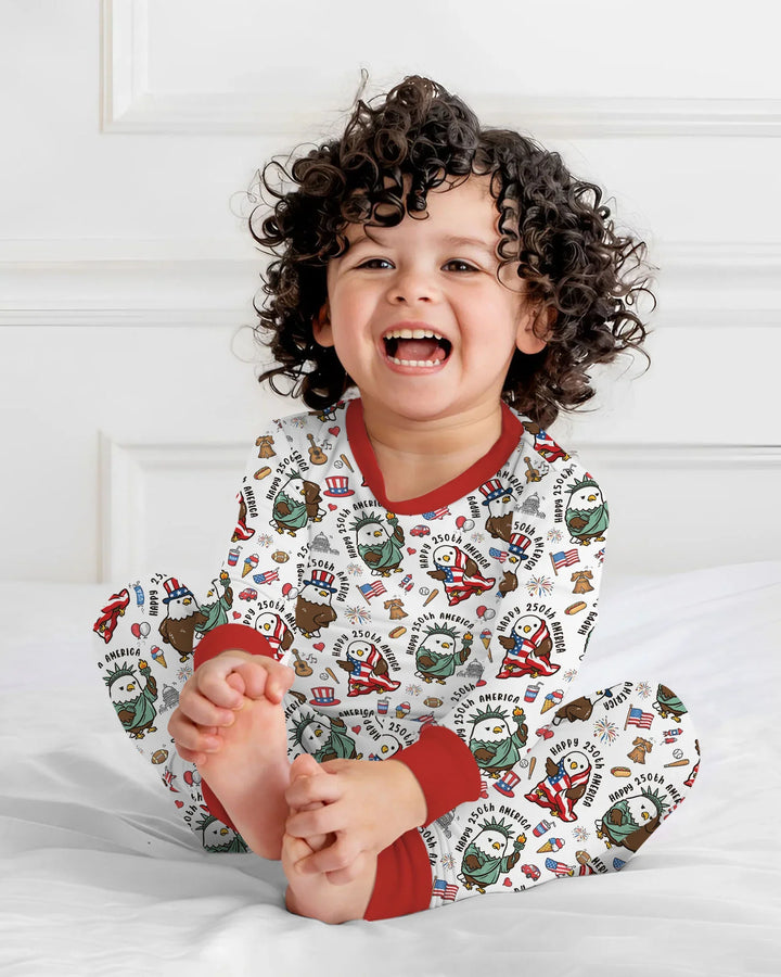 Zweiteiliges Langarm-Pyjama-Set mit Sommerfrüchten