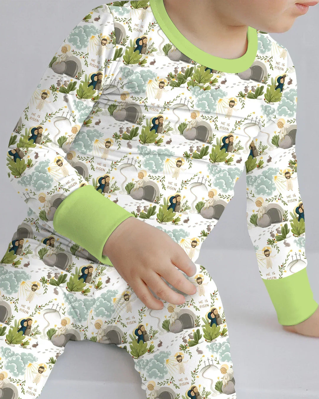 Matthew 28:1–8 He Is Risen Bamboo Two Piece Long Sleeve Pajama Set