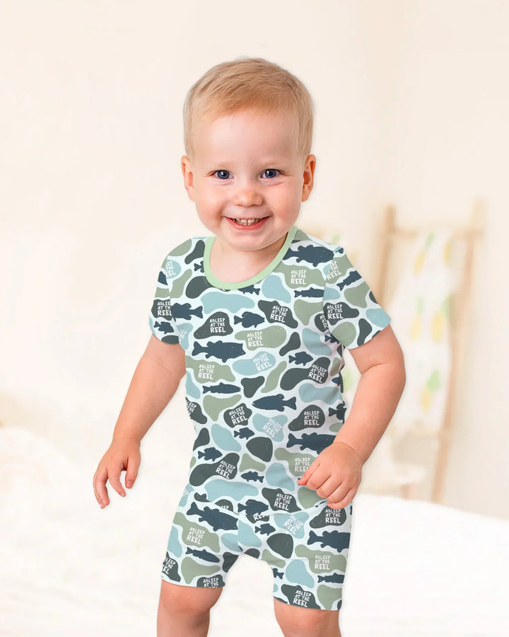 Asleep At The Reel Matching Daddy & Me Two Piece Short Sleeve Shorts Pajama Set