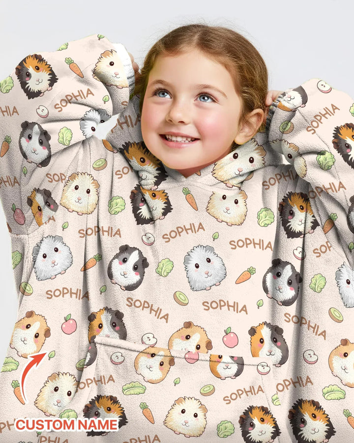 Custom Name Cute Guinea Pigs Blanket Hoodie