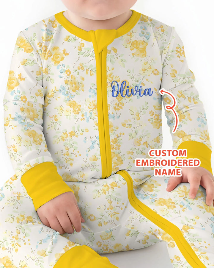 Custom Name Embroidered Floral Bamboo Convertible Zippy