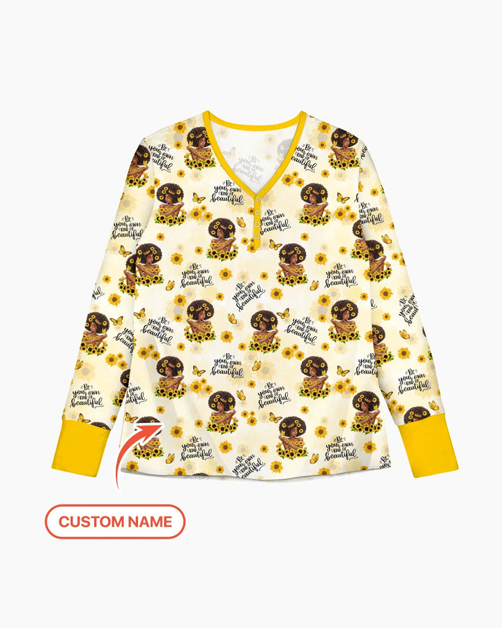 Custom Name Sunflower Queen Bamboo Women Pajama Set
