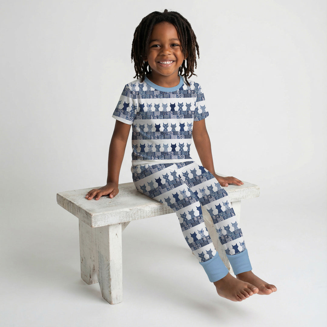 Midnight Feline Two Piece Short Sleeve Pajama Set