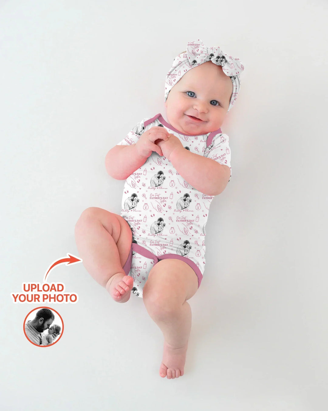 Gerippte Babykleidung mit individuellem Foto - Weich &amp; Skizzenhaft