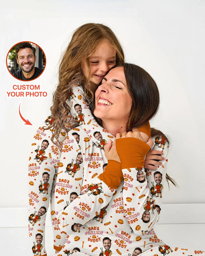 Custom Photo Dad's Grilling Buddy Family Matching Bamboo Women Pajama Set