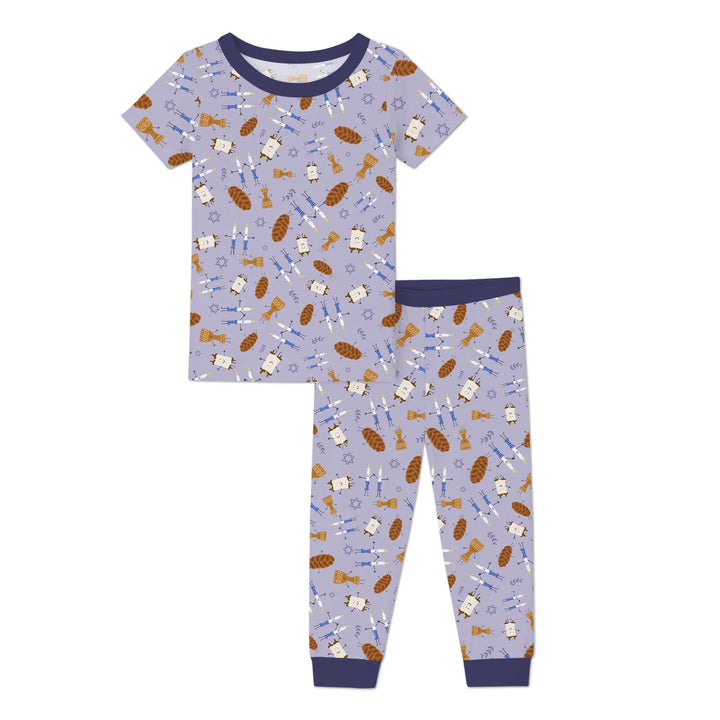 Shabbat Shalom Family Matching Two Piece Short Sleeve Pajama Set