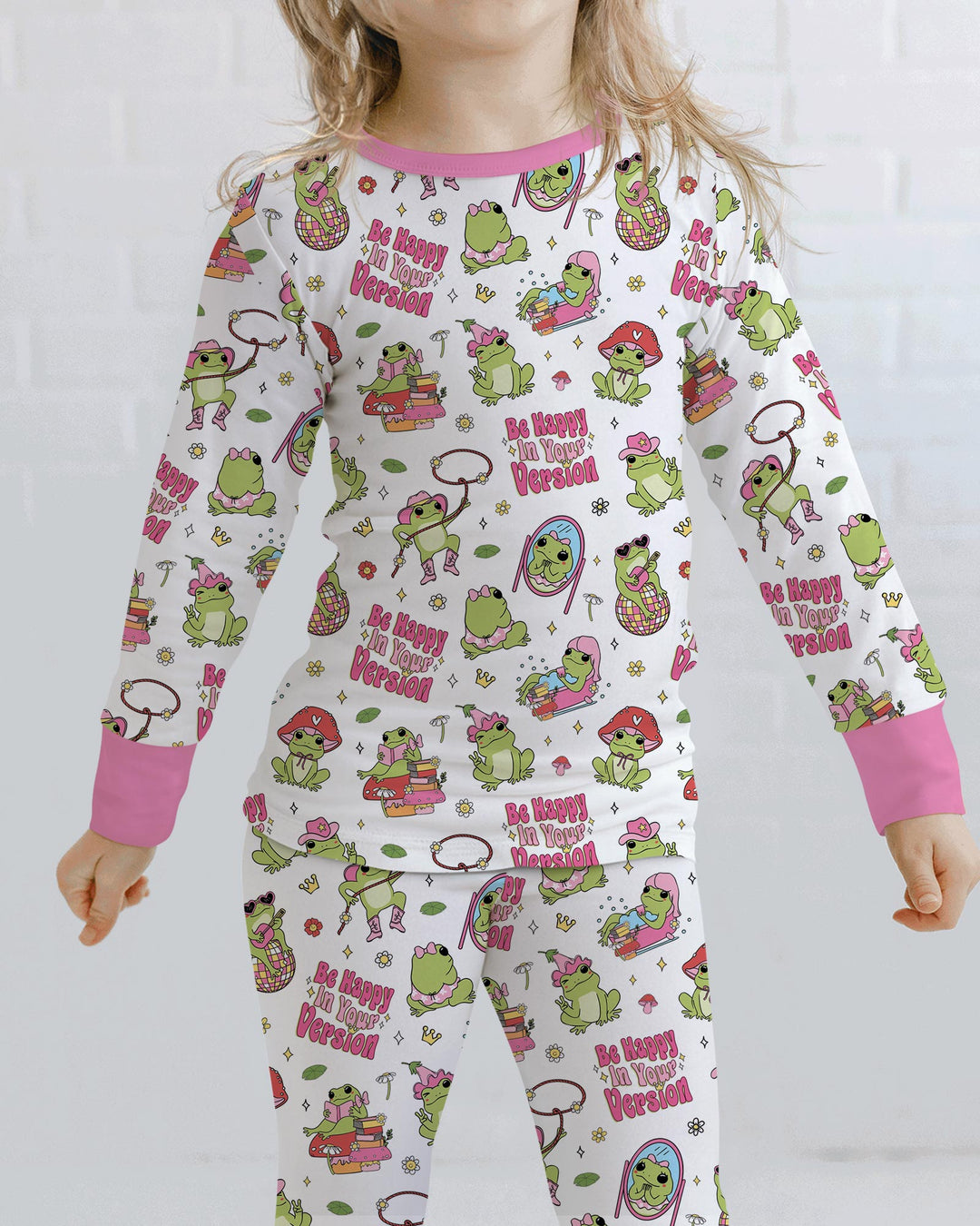 Be Happy In Your Version Bamboo Two Piece Long Sleeve Pajama Set