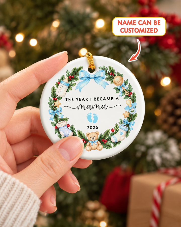 The Year I Became Mama Ceramic Ornament