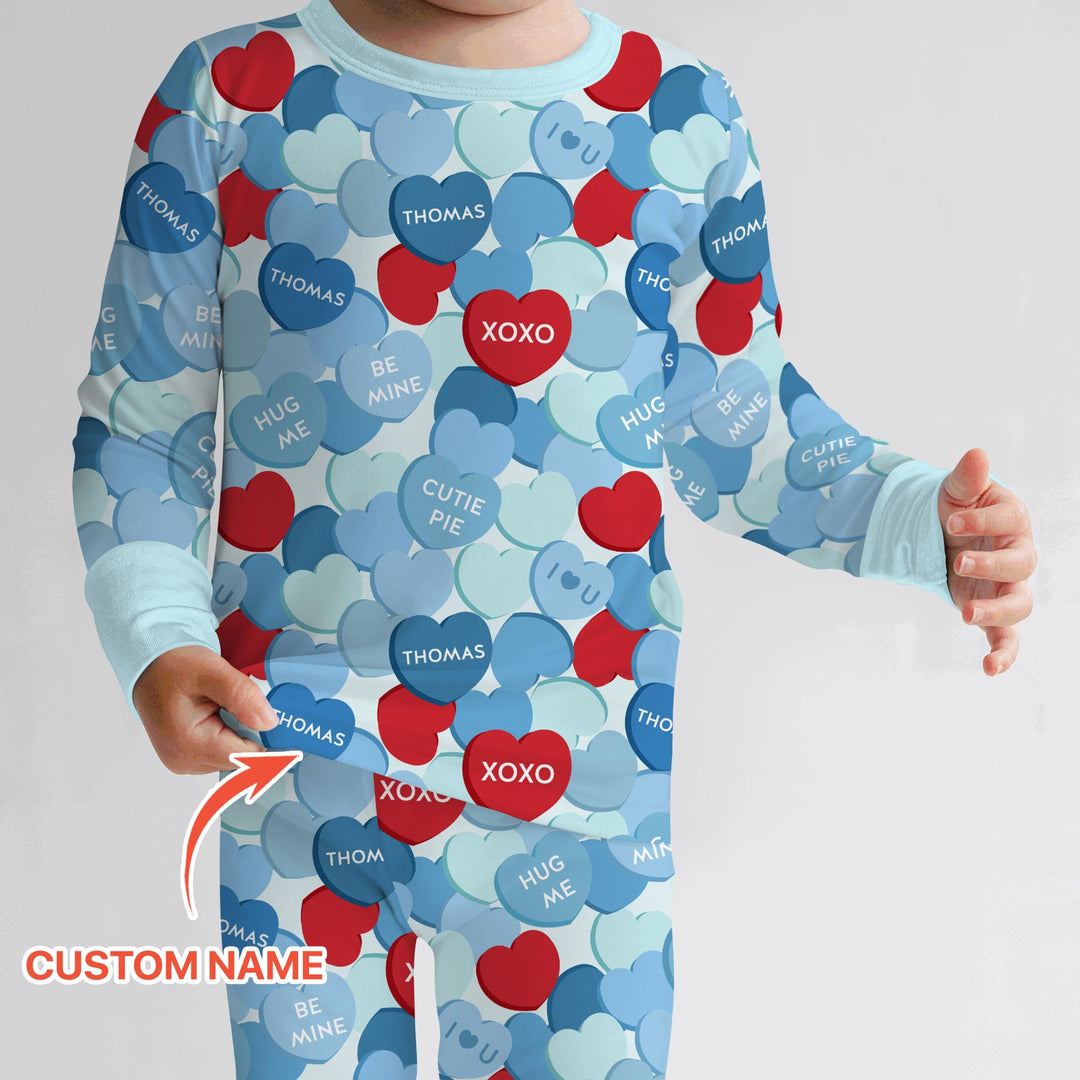 Valentine Candy Crush Family Matching Two Piece Long Sleeve Pajama Set