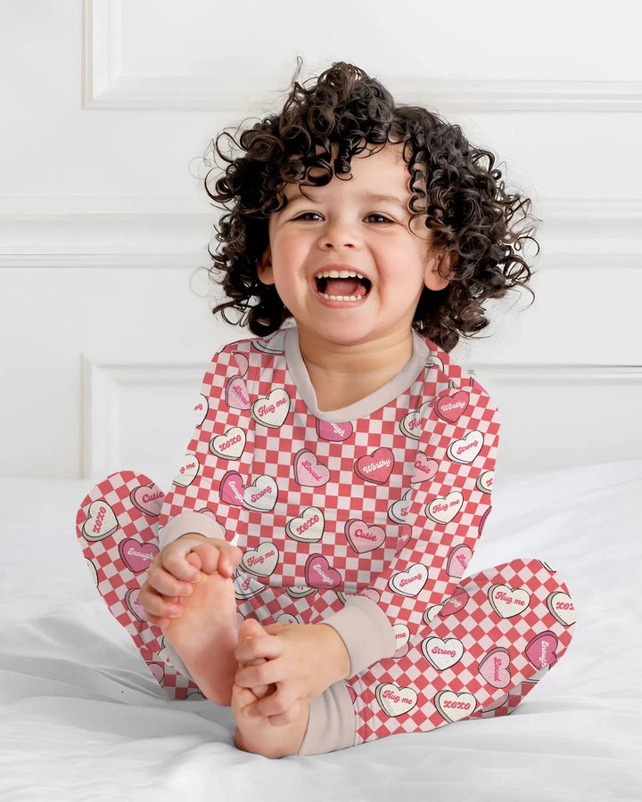 Valentine in Hearts Two Piece Long Sleeve Pajama Set