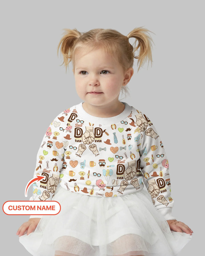 Custom Kids Name Best Dad Ever Bamboo Crewneck Sweatshirt