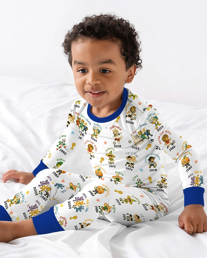 Soccer cup Mascots Bamboo Two Piece Long Sleeve Pajama Set