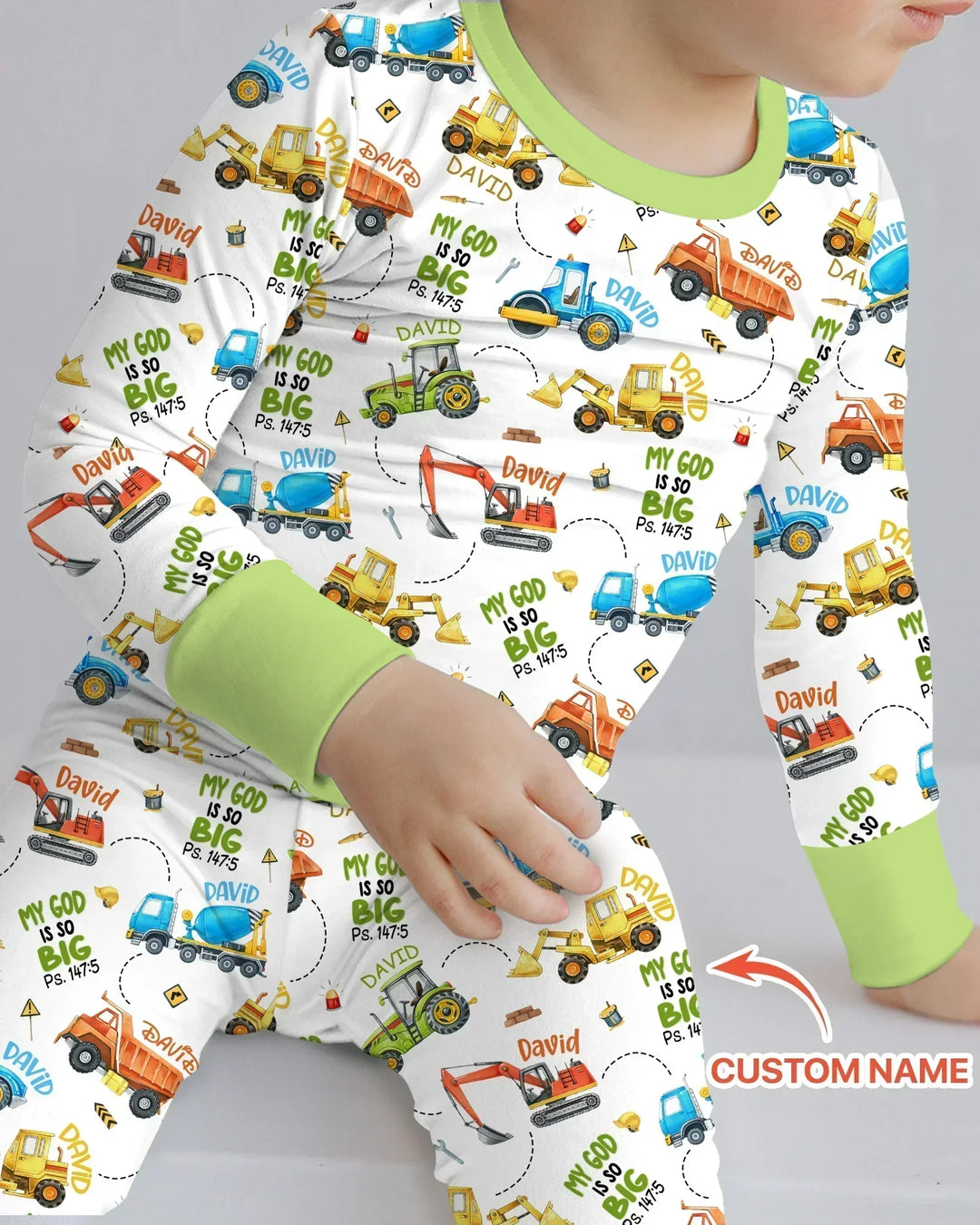 Pijama de dos piezas de bambú con manga larga y nombre personalizado "My God Is So Big"