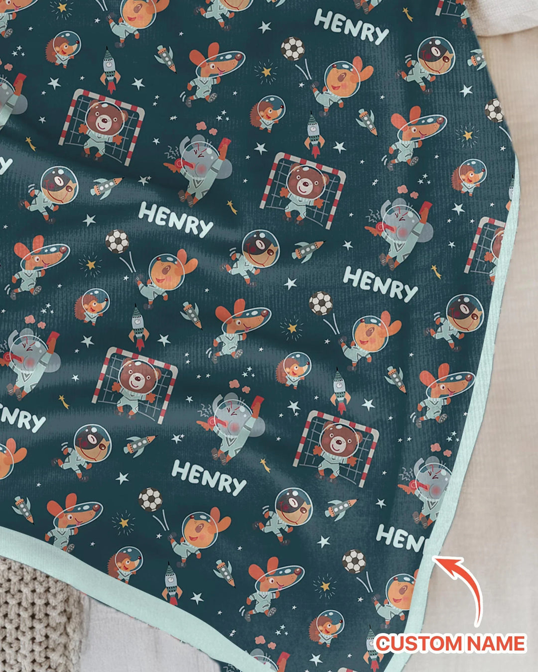 Space Soccer Bamboo Blanket