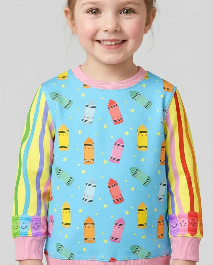 Happy Crayon Friends Bamboo Crewneck Sweatshirt