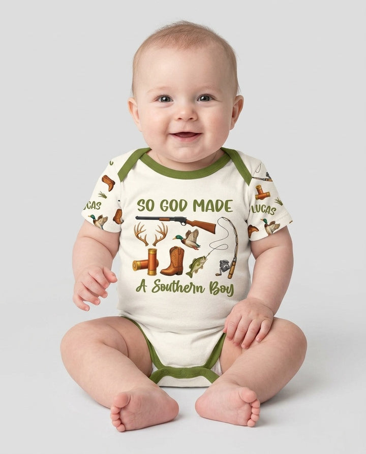So God Made A Southern Boy Custom Name Bamboo Bodysuit