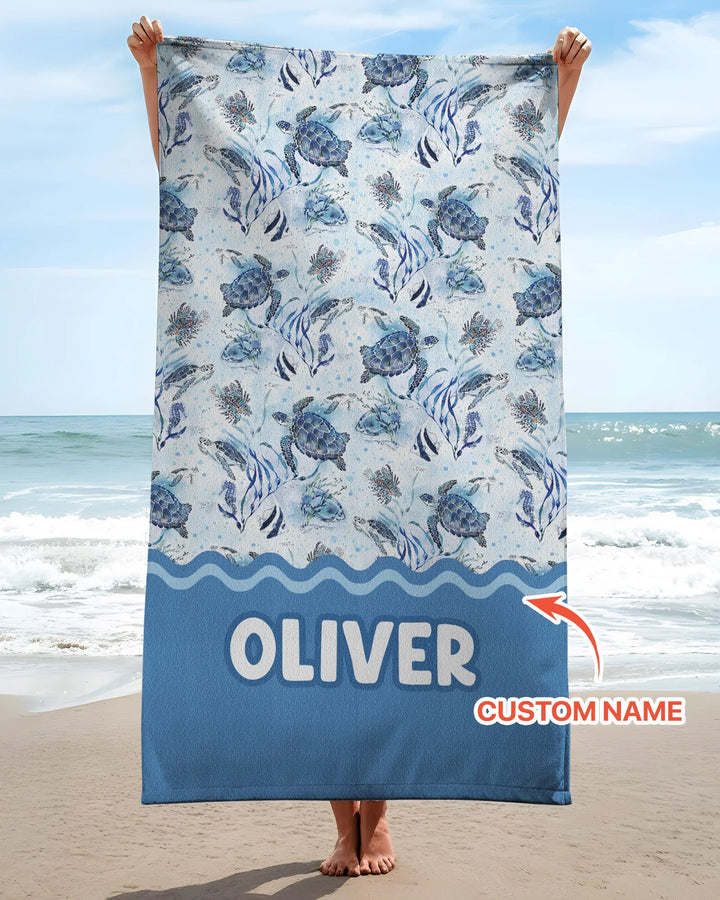 Little Turtles Family Matching Bamboo Beach Towel