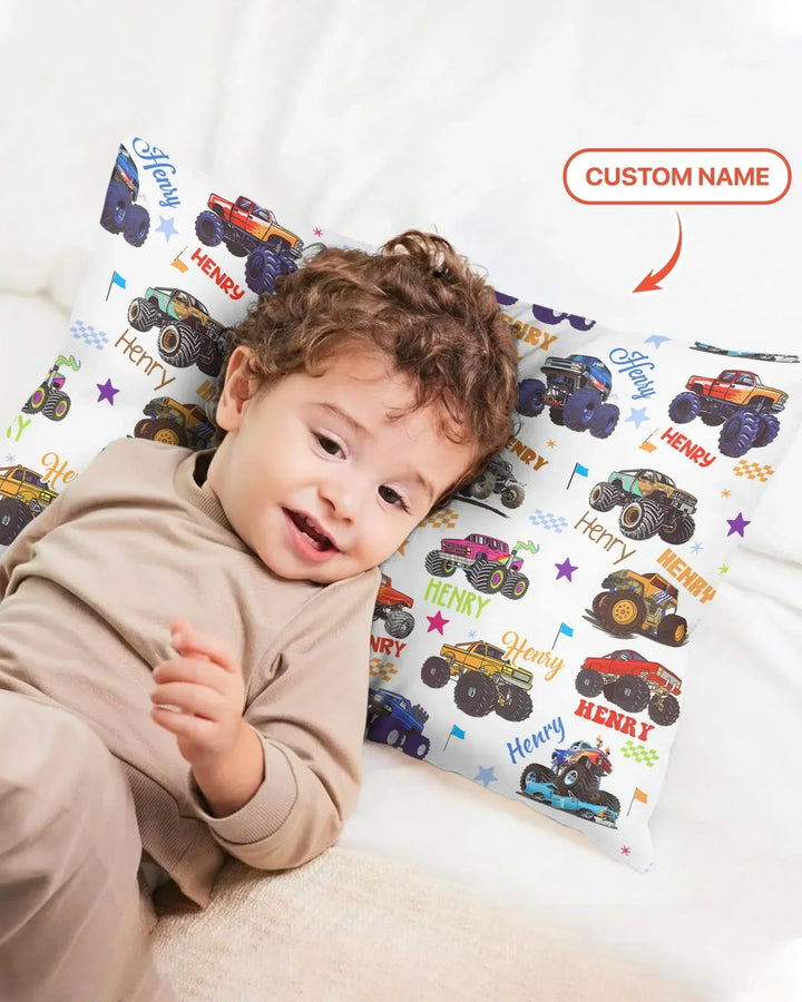Monster Truck Custom Name Bamboo Pillow Case