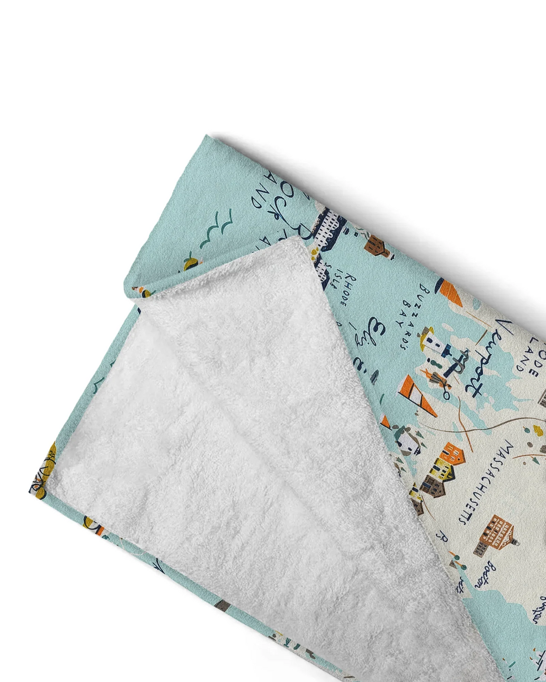 Massachusetts Coastal Explorer Map Bamboo Beach Towel