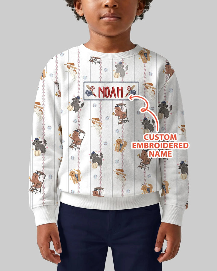 Personalisiertes, besticktes Name Baseball Bambus Rundhals-Sweatshirt