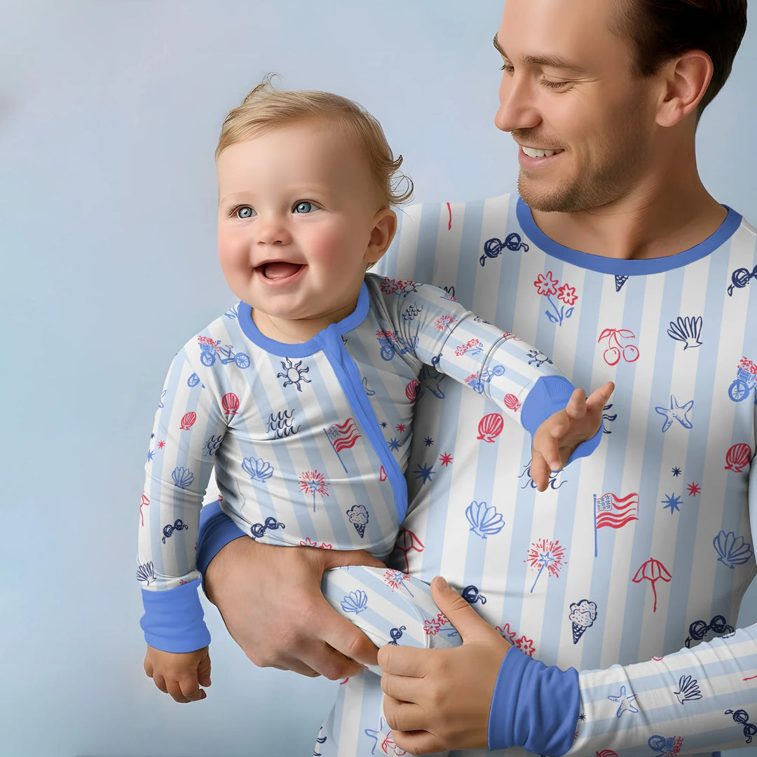 Red, White & Beachy Family Matching Bamboo Men's Pajama Set