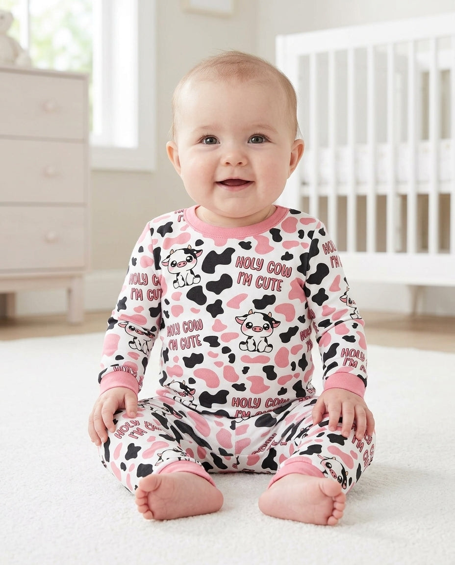 Holy Cow I'm Cute Bamboo Two Piece Long Sleeve Pajama Set
