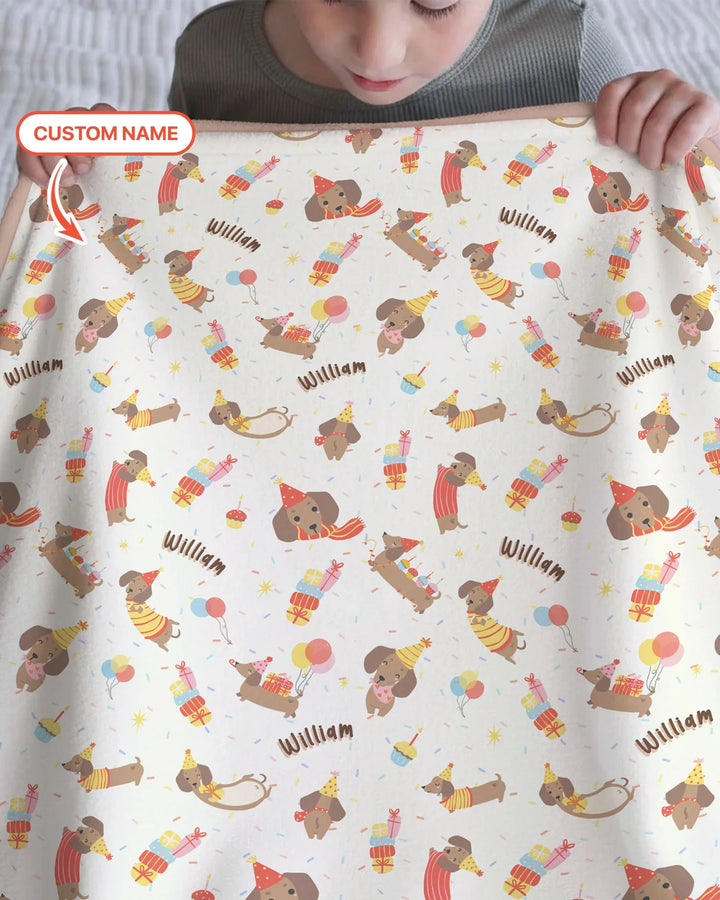 Dachshund Birthday Bamboo Blanket