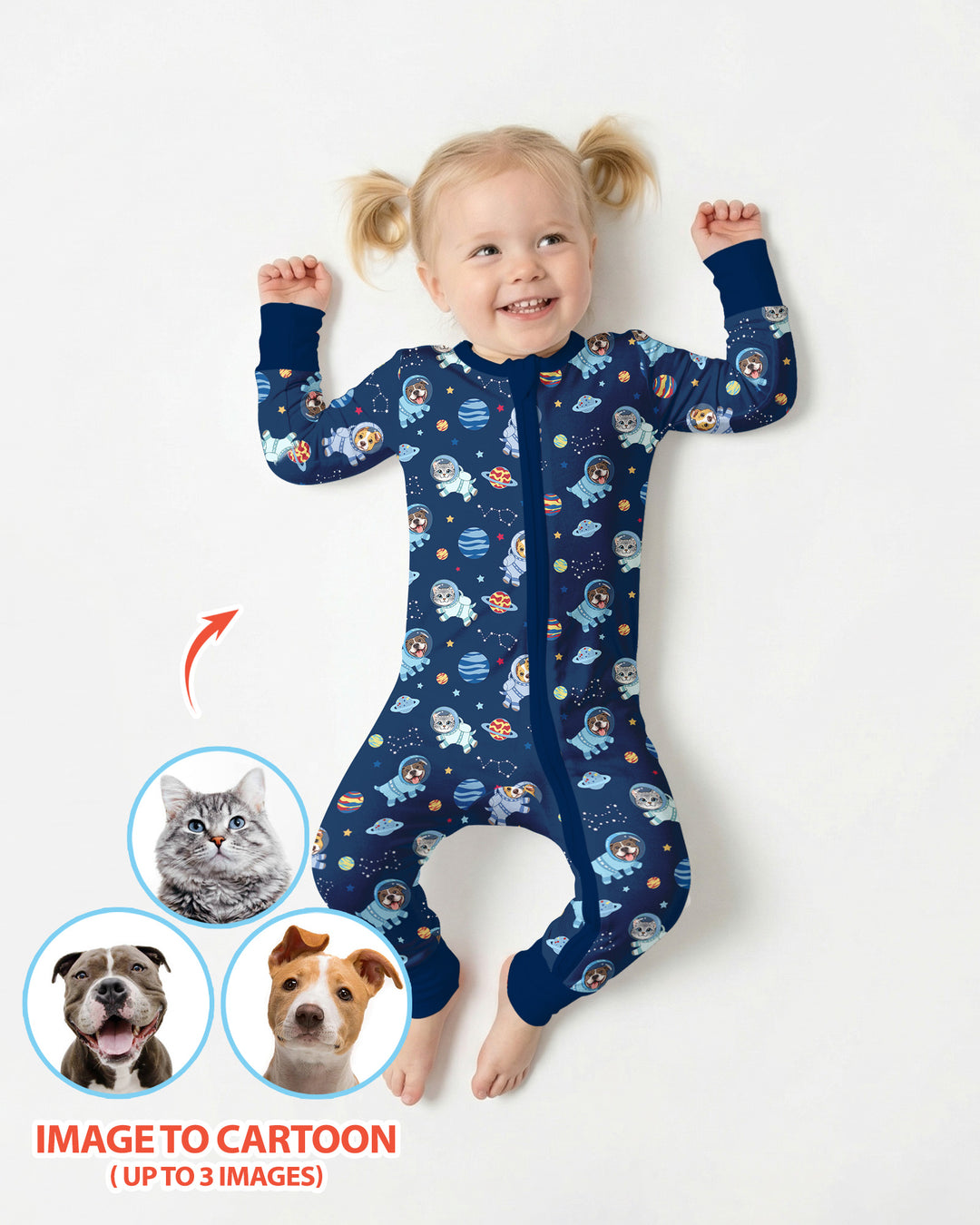 Astronaut Custom Pet Image Family Matching Bamboo Convertible Zippy