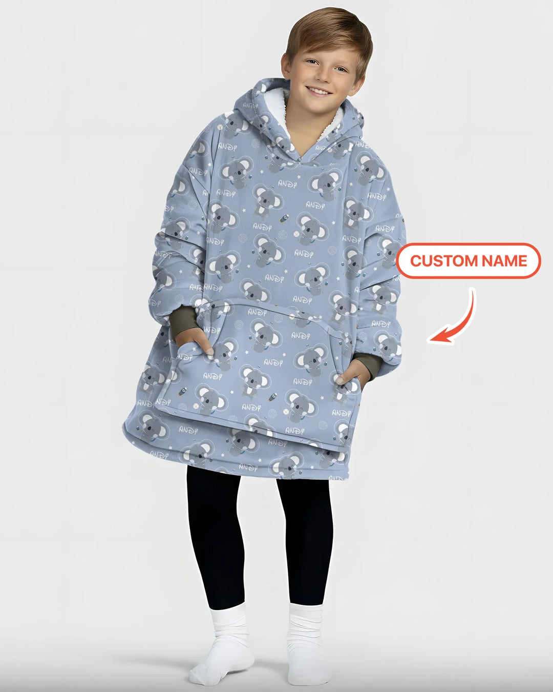 Custom Name Cosmic Koala Blanket Hoodie