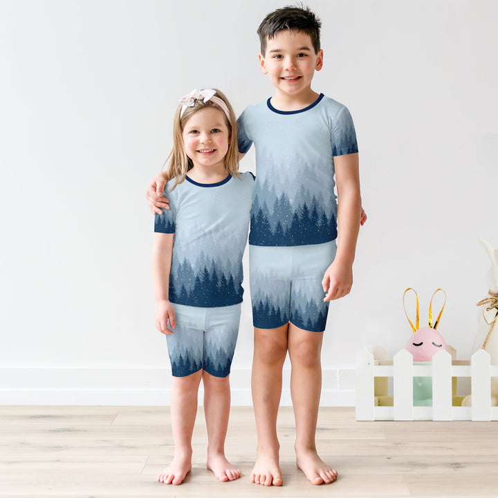 Winter Forest Two Piece Short Sleeve Shorts Pajama Set