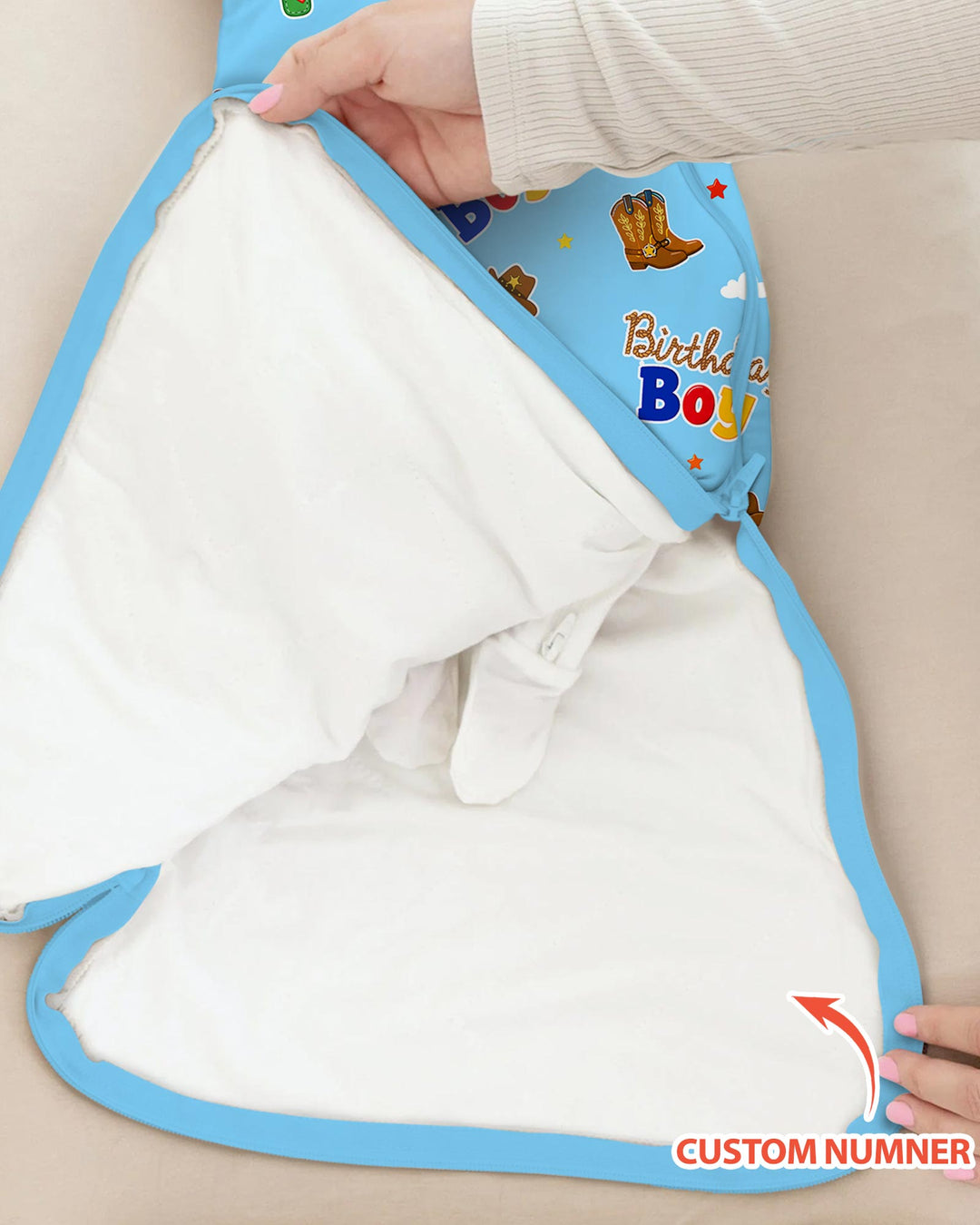 Schlafsack aus Bambus-Musselin – personalisierbar