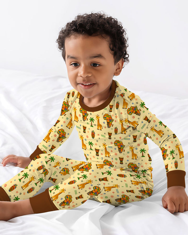 African Culture Bamboo Two Piece Long Sleeve Pajama Set