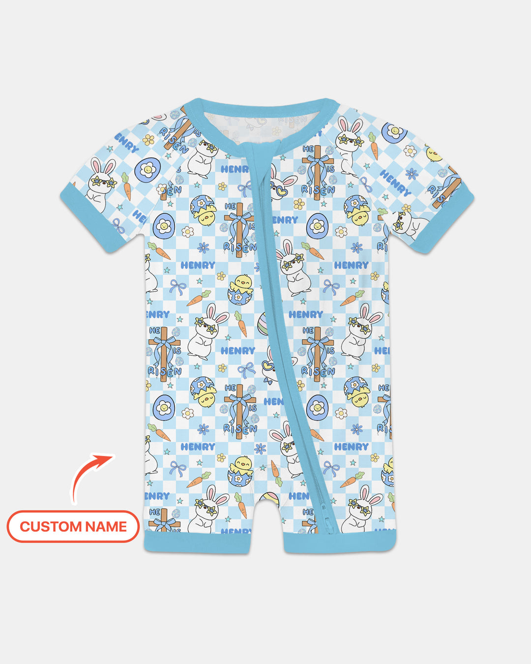 Custom Name Retro Easter Shorty Zippy