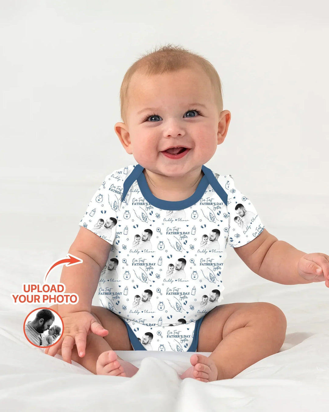 Gerippte Babykleidung mit individuellem Foto - Weich &amp; Skizzenhaft