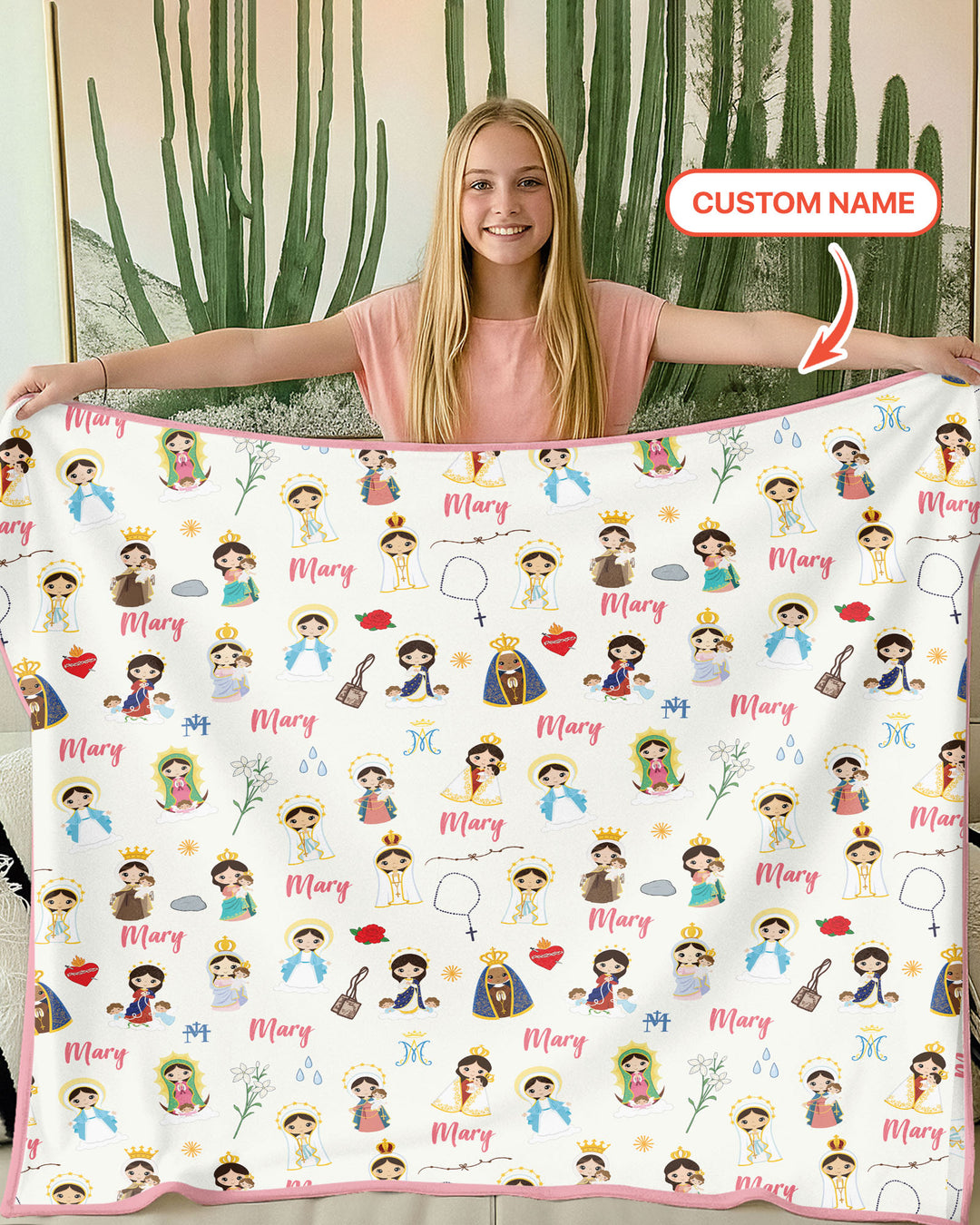 Custom Name Mother Mary Blanket