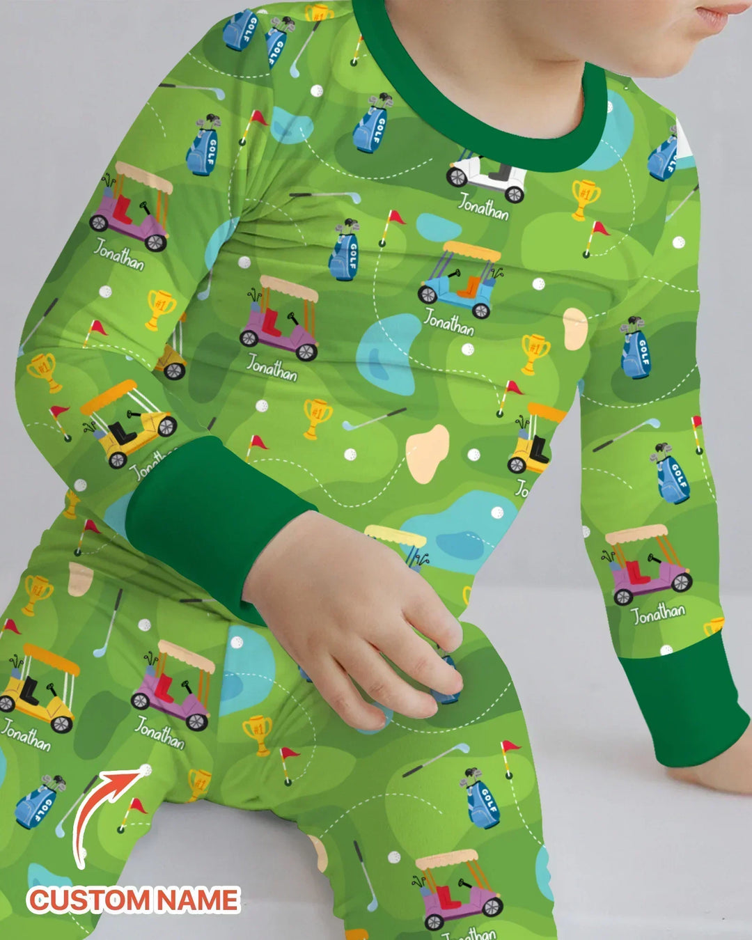 Custom Name Golf Season Family Matching Bamboo Two Piece Long Sleeve Pajama Set