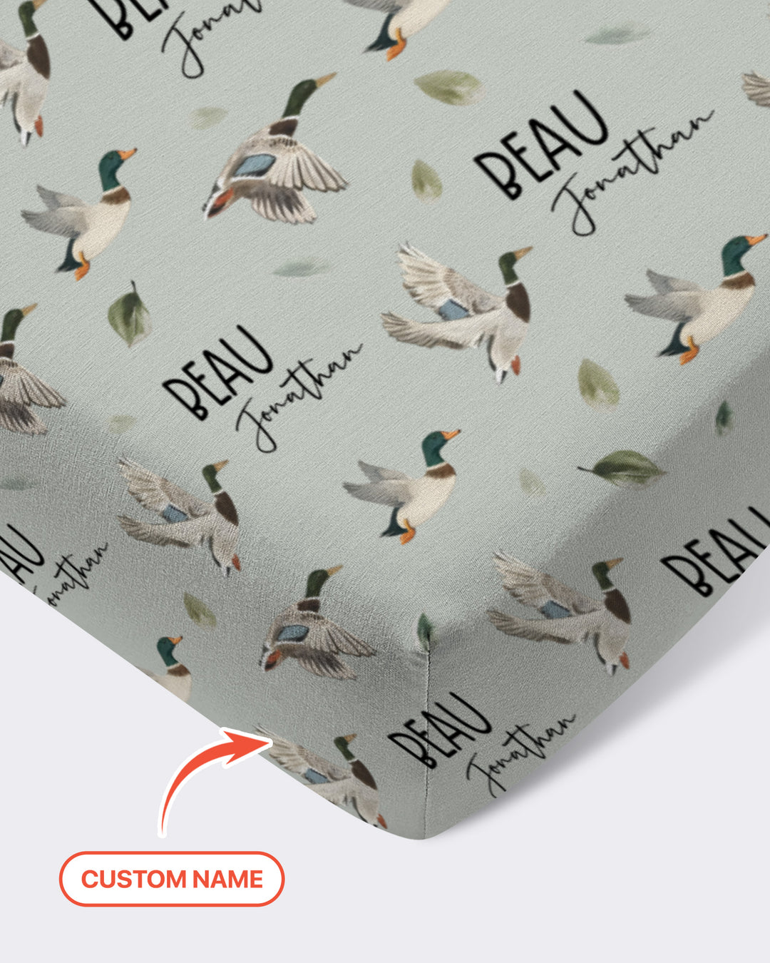 Custom Name Mallard Duck Fitted Crib Sheet