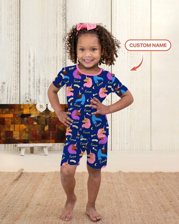African Astro Unicorn Two Piece Long Sleeve Pajama Set