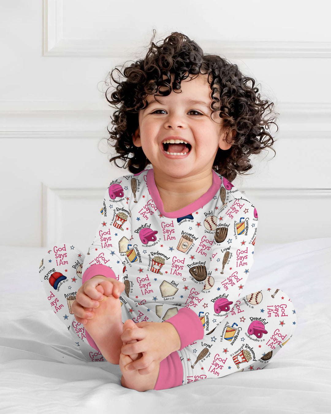 Christian Baseball Two Piece Long Sleeve Pajama Set