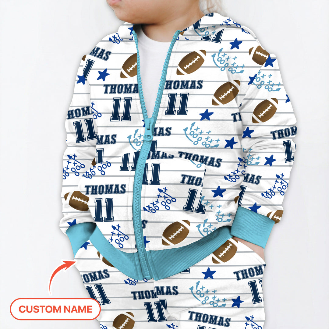 Custom Name Football Time Zip Hoodie
