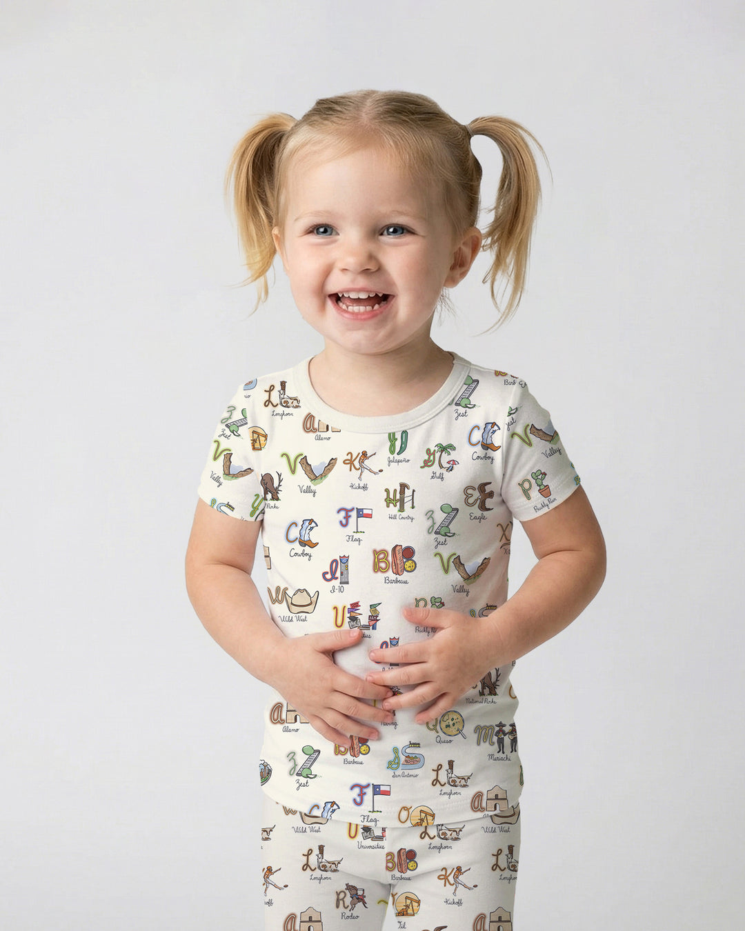 Texas Alphabet Bamboo Two Piece Short Sleeve Pajama Set